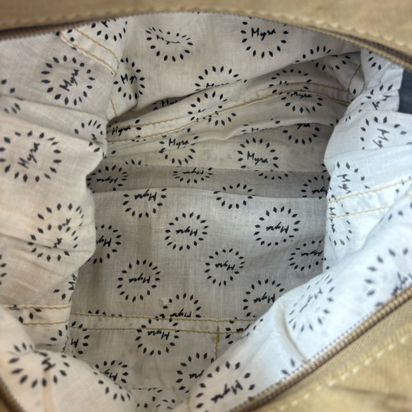 Myra Leather Shoulder Purse Tooled Leather Canvas Crossbody Pocketbook Brown - Picture 7 of 16